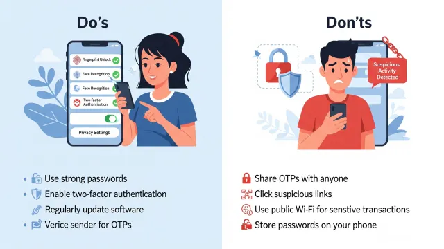 Indian user enabling security settings and OTP safety for Aadhaar protection