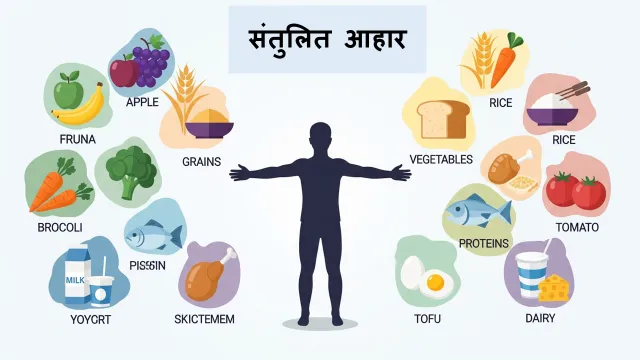 infographic showing basic food categories in a balanced human diet