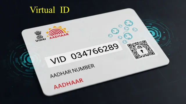 Aadhaar card mockup displaying virtual ID for digital privacy