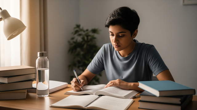 लंबे समय तक पढ़ाई करता हुआ छात्र