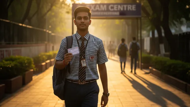 परीक्षा वाले दिन आत्मविश्वास से जाता छात्र